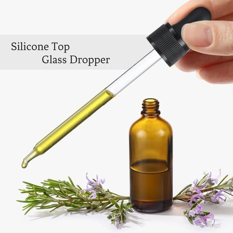 4 Pack, 100ml Amber Glass Dropper Bottles Plus 2pcs Graduated Calibrated Glass Pipettes (1ml)- 3.4oz Dark Brown Tincture Bottles with Eye Droppers for Essential Oils, Liquids - Leakproof Travel Bottle