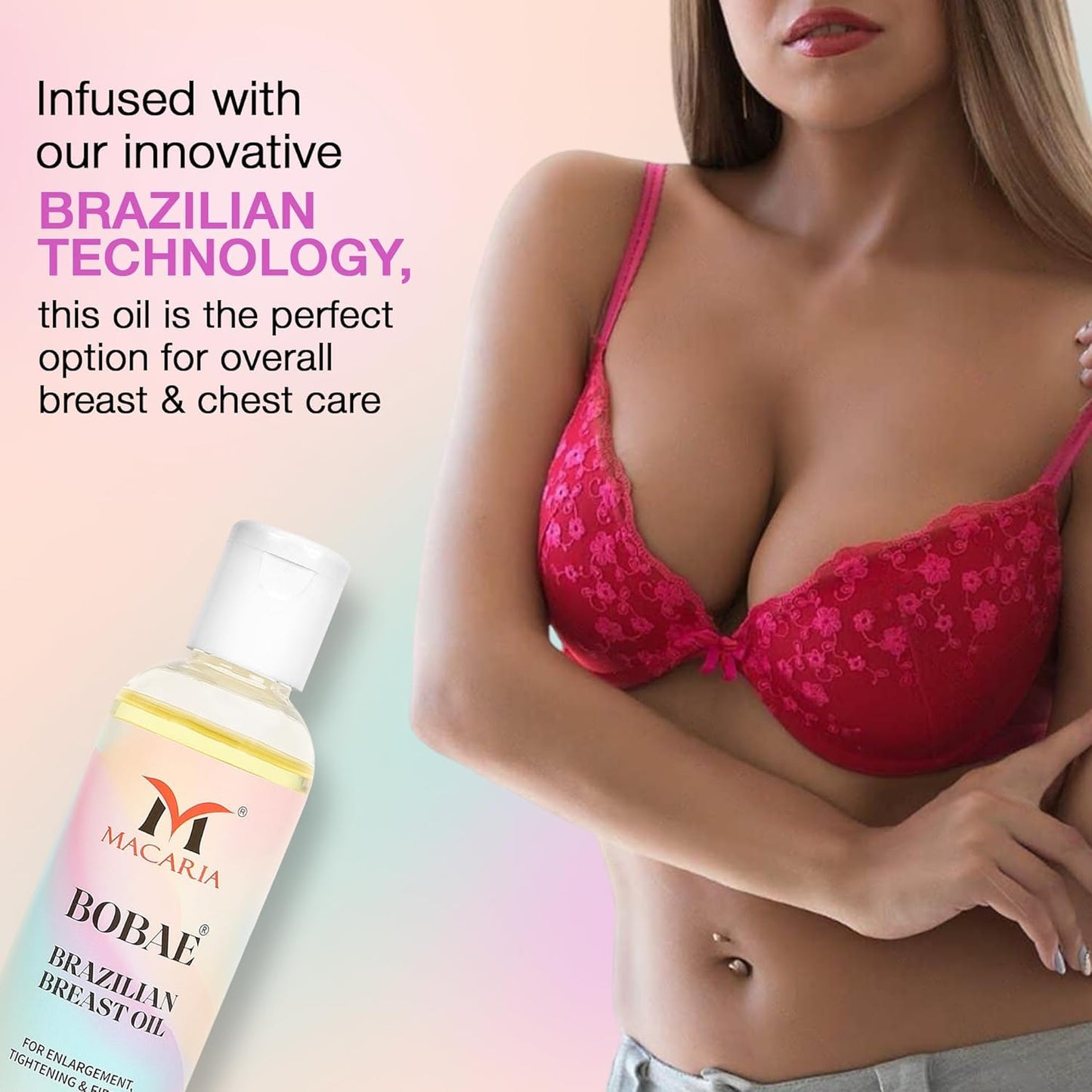 Bobae Brazilian Breast Oil | Bust Tightening Shape & Size up Toning Massage Oil Quick Lifting Firming Breast Enhancement Gel bigger Brazilian Boobs Women enlargement Oil for quick larger growth