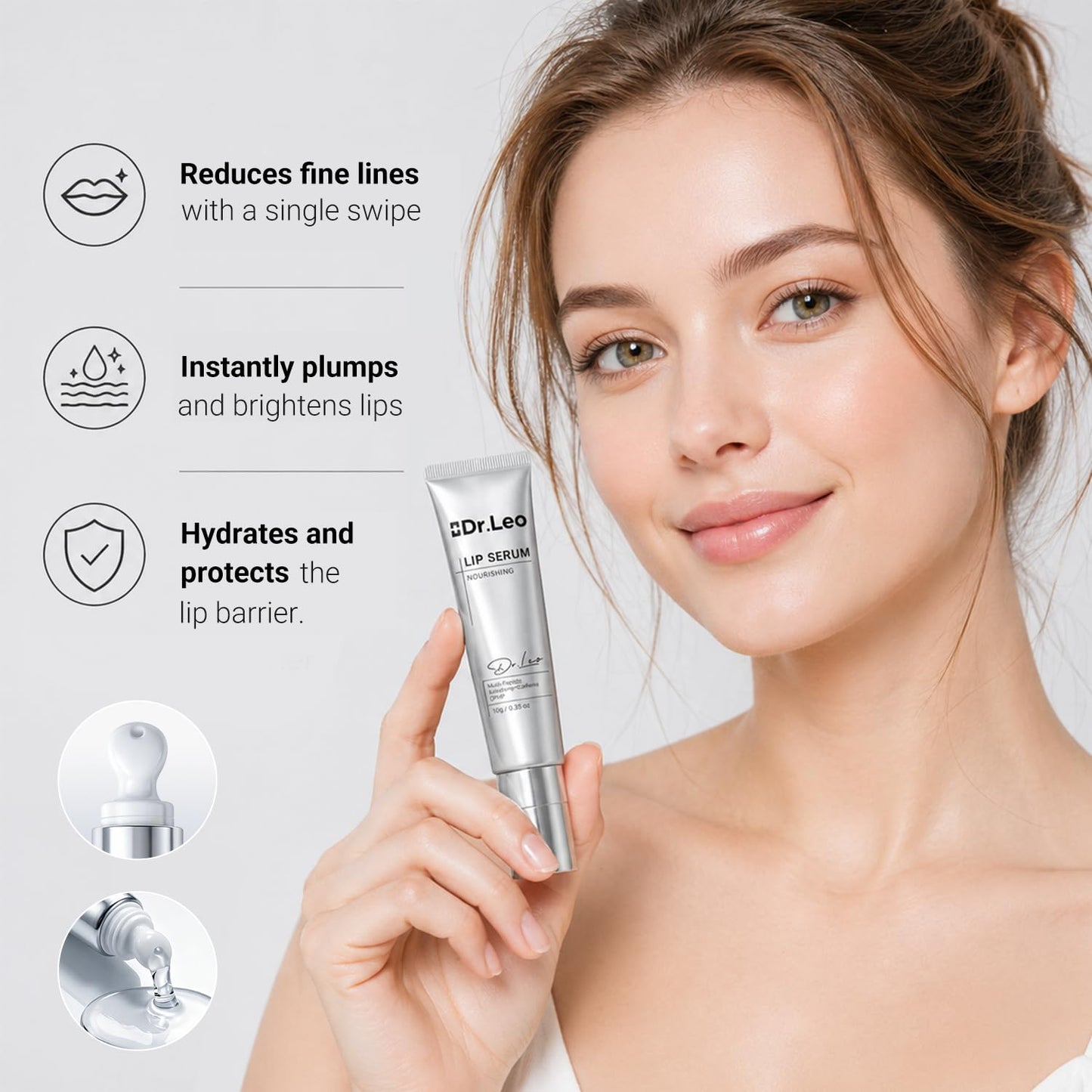Dr.Leo Multi-Peptide Lip Serum Moisturizing Balm with Natural Oils, 0.35oz