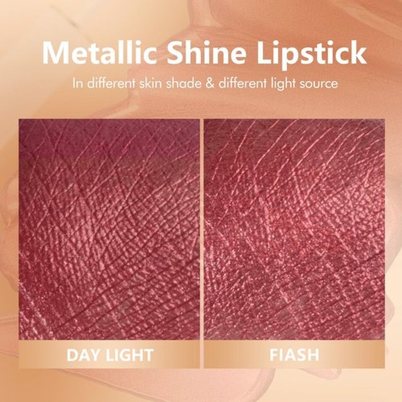 MAKI YIKA Red Lipstick for Women Metallic Lipsticks Glitter Long Lasting Lipstick No Smudge No Transfer Liquid Pink Lip Gloss (BR05 Victoria)