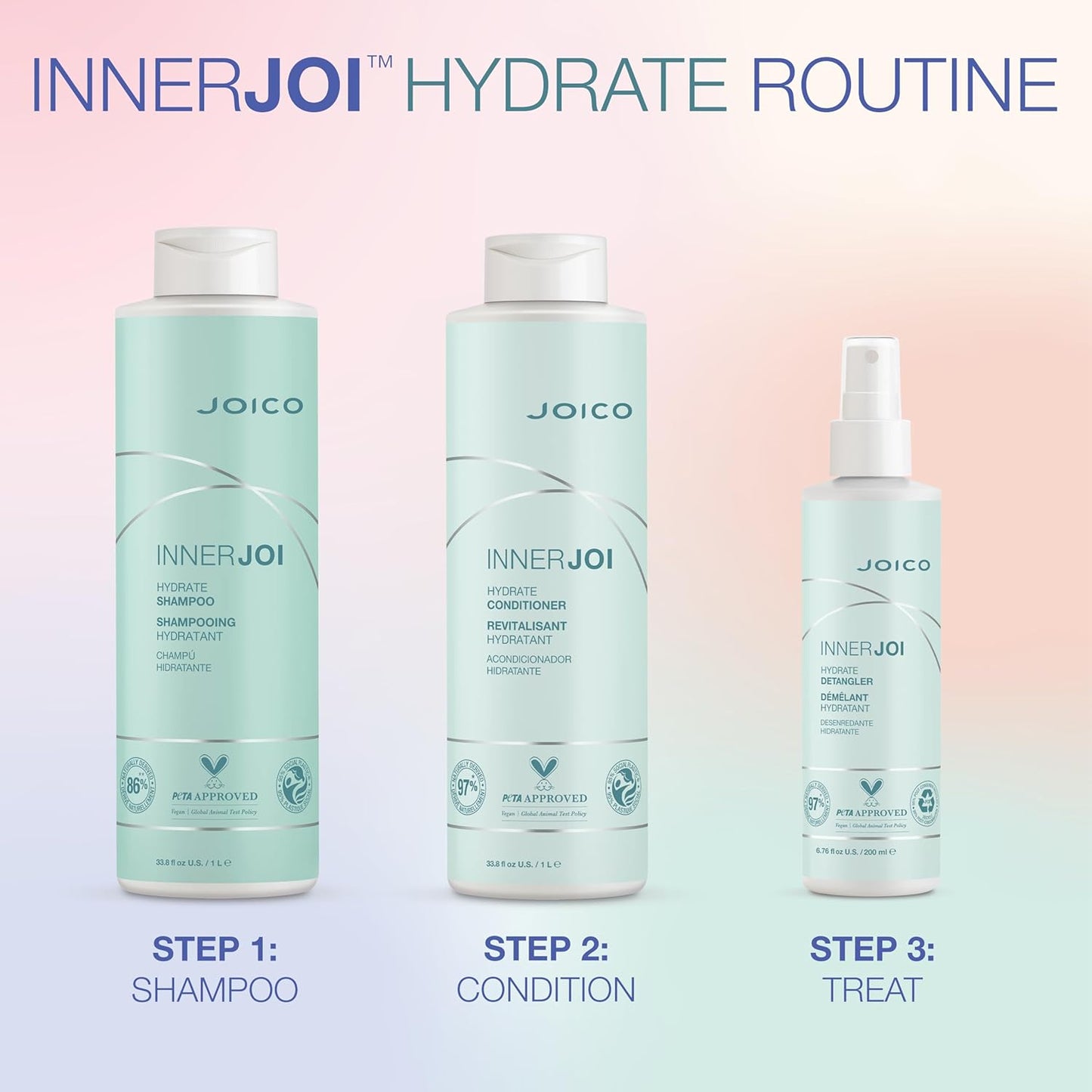 Joico InnerJoi Hydrate Shampoo | For Dry Hair & Scalp | Sulfate & Paraben Free | Naturally-Derived Vegan Formula