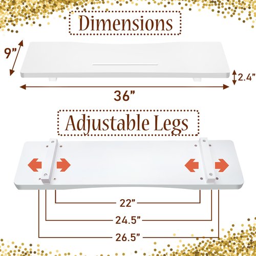 Stylish White 1.2IN Thickened Board Bamboo Bathtub Tray Caddy with Adjustable Legs, Minimalistic Design Bath Tray for Tub, Bathtub Accessories, Fits Most Bath Tubs, Ideal for Women