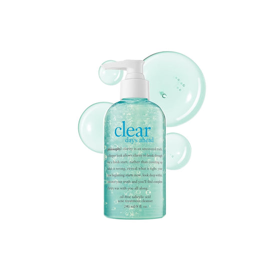 philosophy clear days ahead oil-free acne treatment facial cleanser - face wash with salicylic acid - effectively reduces breakouts