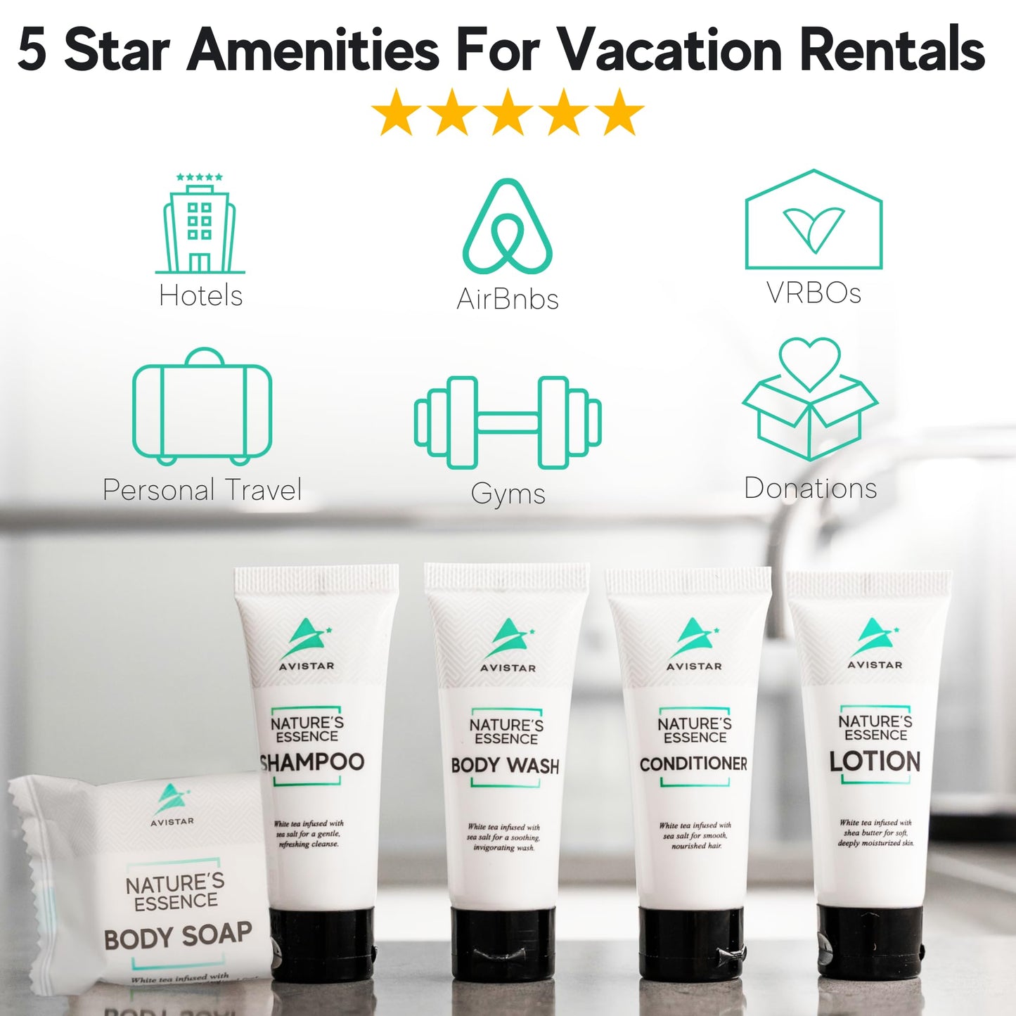 270 Piece Hotel Soap & Bulk Toiletries - Travel Essentials for BnB Hosts & Guests - Hotel Shampoo & Conditioner Supplies for Guests, Hotel Toiletries Bulk Set, Mini Bulk Travel Size Toiletries