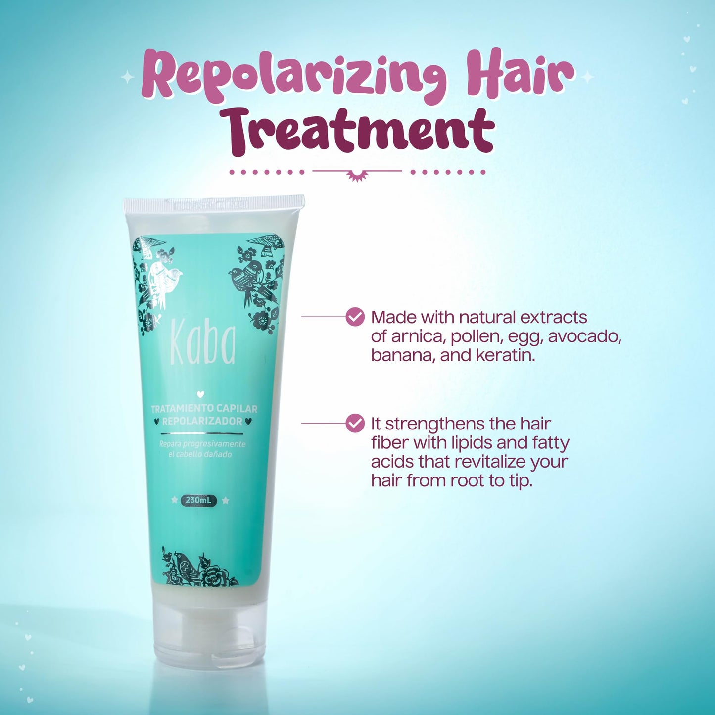 Kaba Hair Treatment Mask for Dry Damaged Hair, Made With Natural Extracts, Promotes Growth, Deep Conditioning, Restores Vitality & Frizz Control, 7.8 Oz