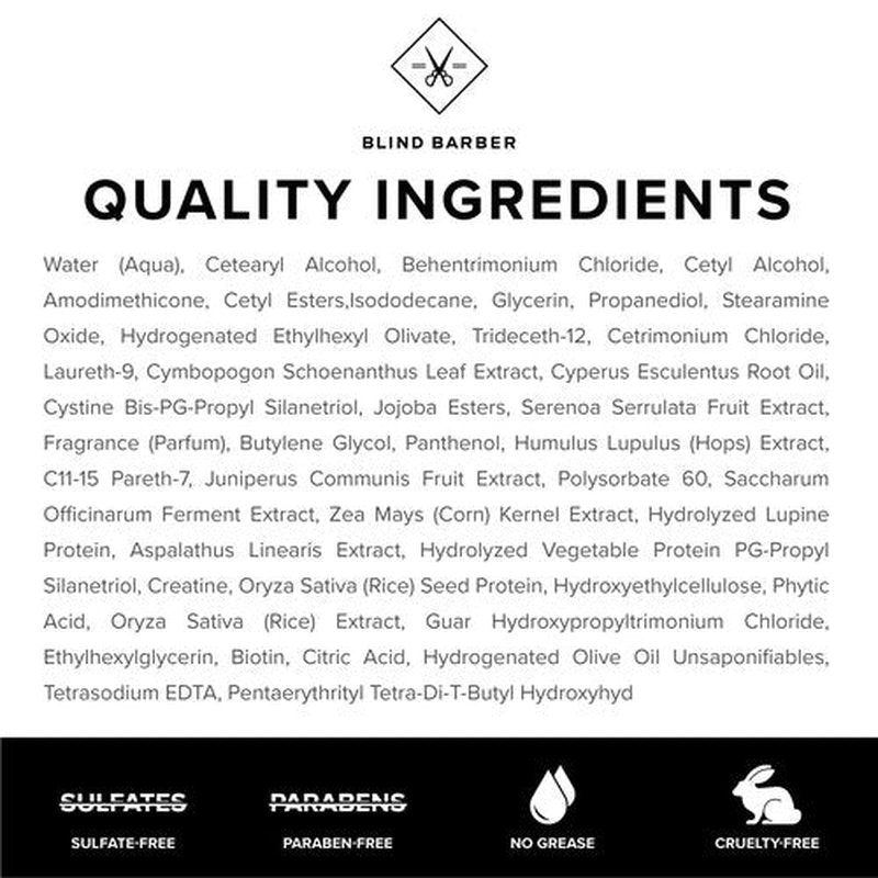 Blind Barber Lemongrass Tea Conditioner - Daily Sulfate-Free Conditioner for Men - Adds Body & Shine, Prevents Tangling - Revitalizing Lemongrass Scent - Paraben-Free, Cruelty-Free (12oz / 350ml)