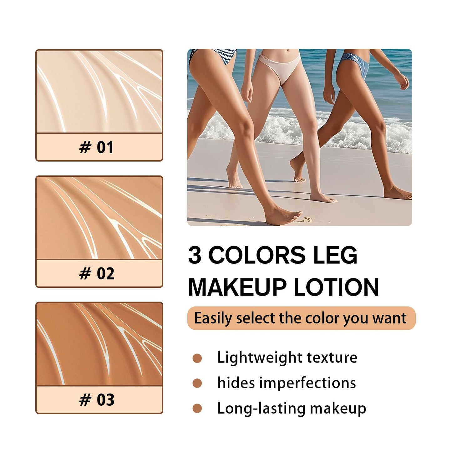 Leg Makeup Waterproof No Transfer,Flawless Looking Leg and Body Scar Cover up Makeup,Waterproof Long Last Easy Application for All Skin Tones.(2# Medium Golw)