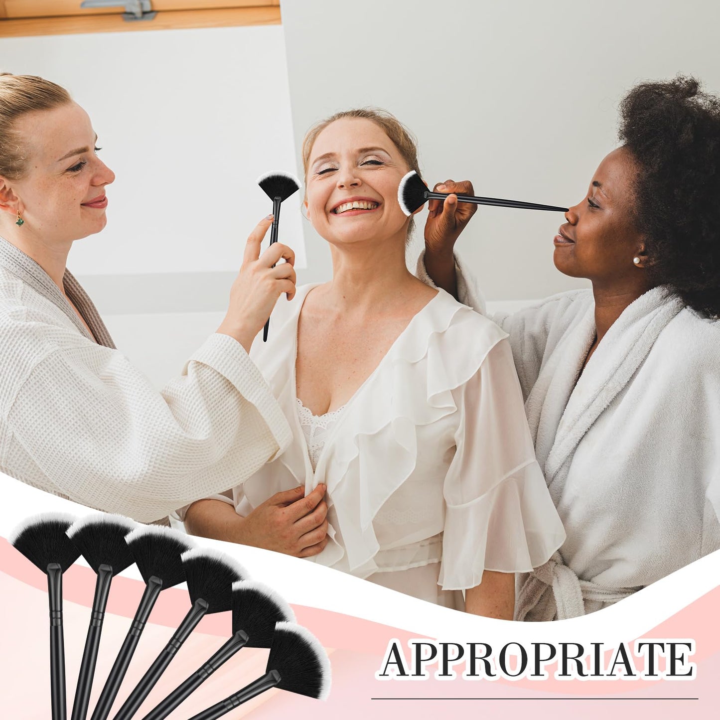 Ziliny 12 Pcs Soft Facial Fan Brush Blush Makeup Brush Face Mask Acid Applicator Multi Use Cosmetic Tools for Peel Mask Makeup for Mud Cream(Black)