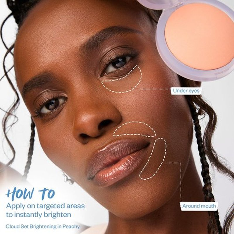 Kosas Cloud Set Face Brightening Powder - Pressed Brightening Powder, Smooths Shine Control, Coverage for Dark Undereye & Uneven Skin - Lightweight Setting Powder - Peachy (Sheer Brightening Peach)