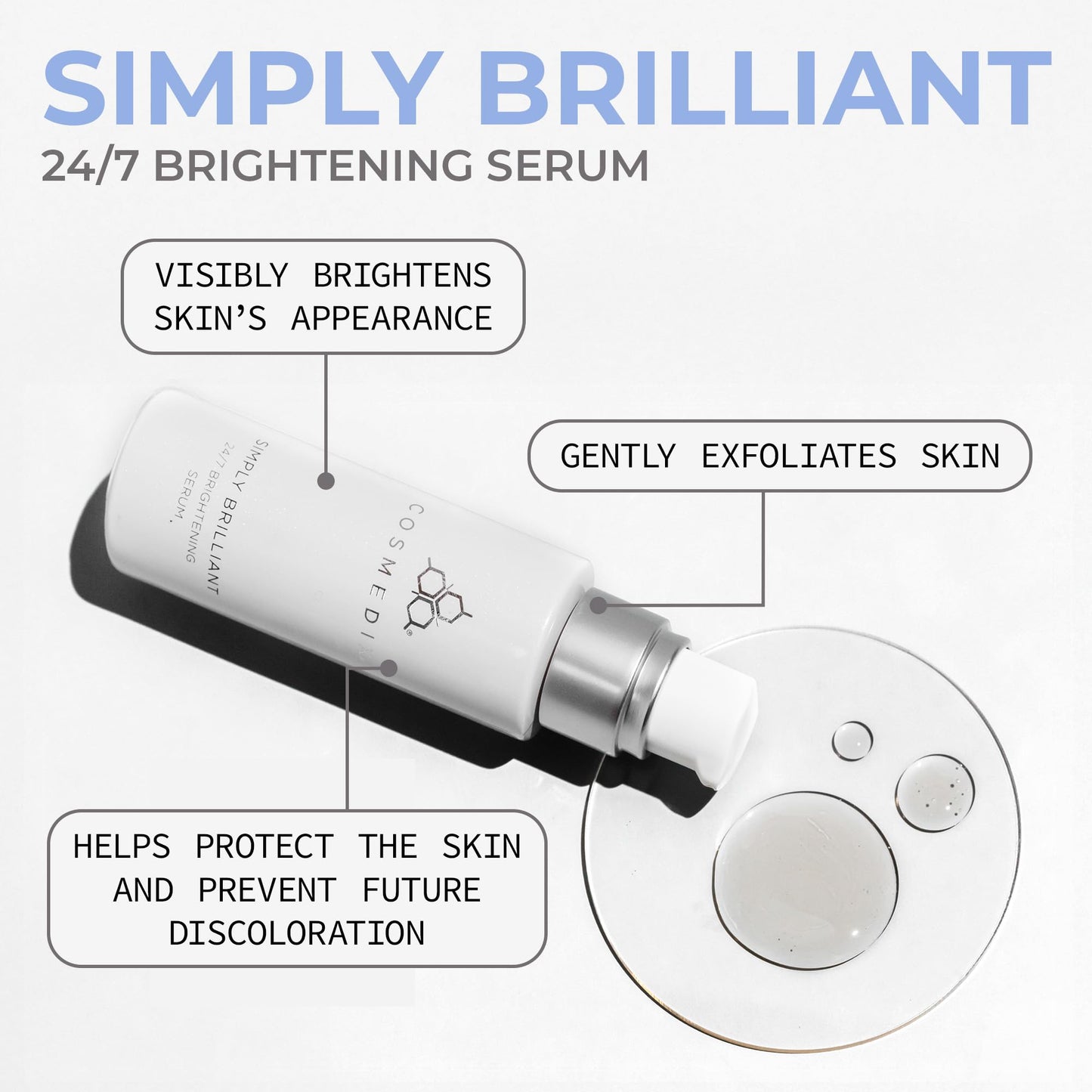COSMEDIX Simply Brilliant 24/7 Brightening Face Serum - Firming Skin Care