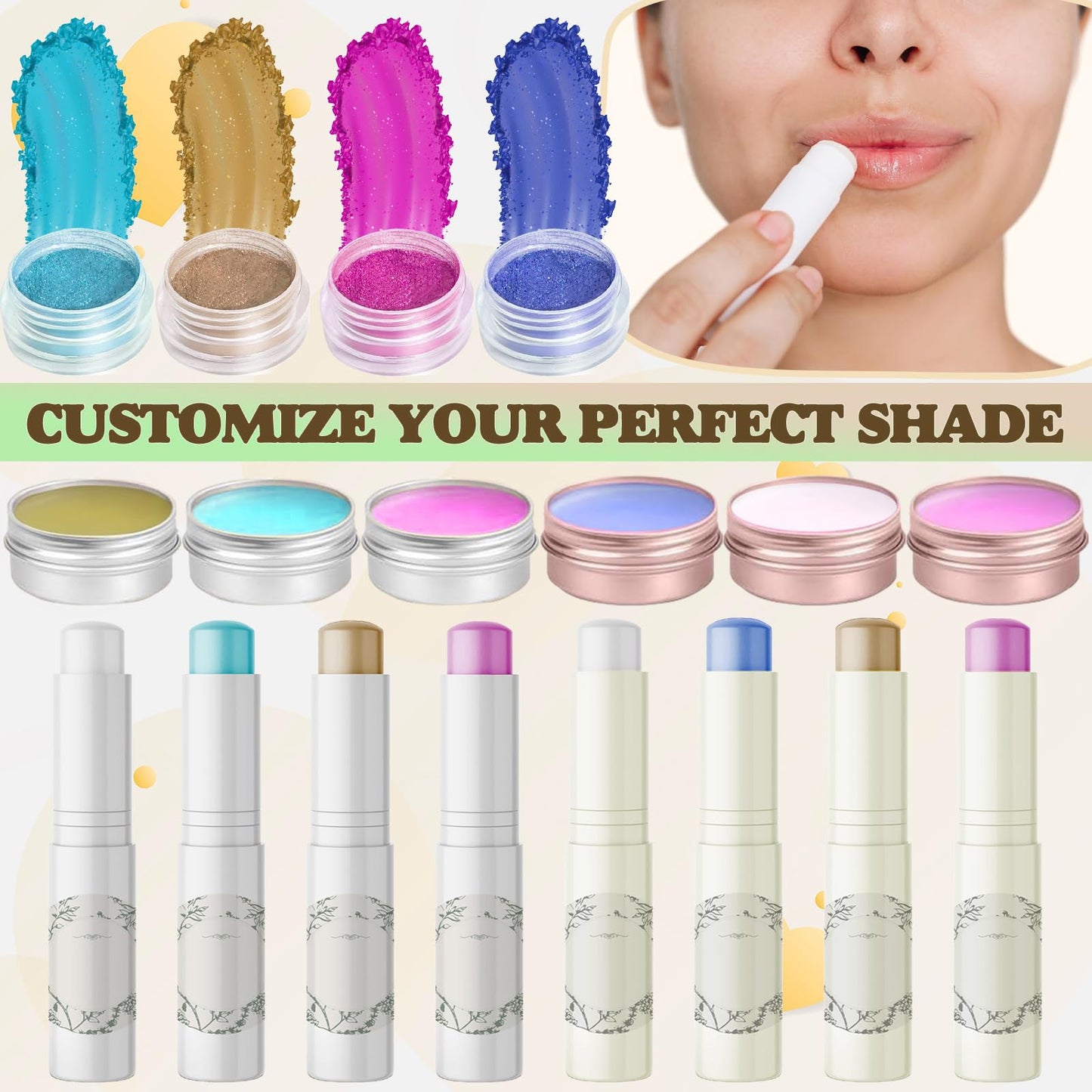 Thaluna Lip Balm Making Kit- Shea Butter Make Your Own Lip Balm for Adults, Moisturizing DIY Lip Gloss Kit with Beeswax, Sweet Almond Oil, Essential Oil, Empty Tubes, Christmas Gift for Girls & Women