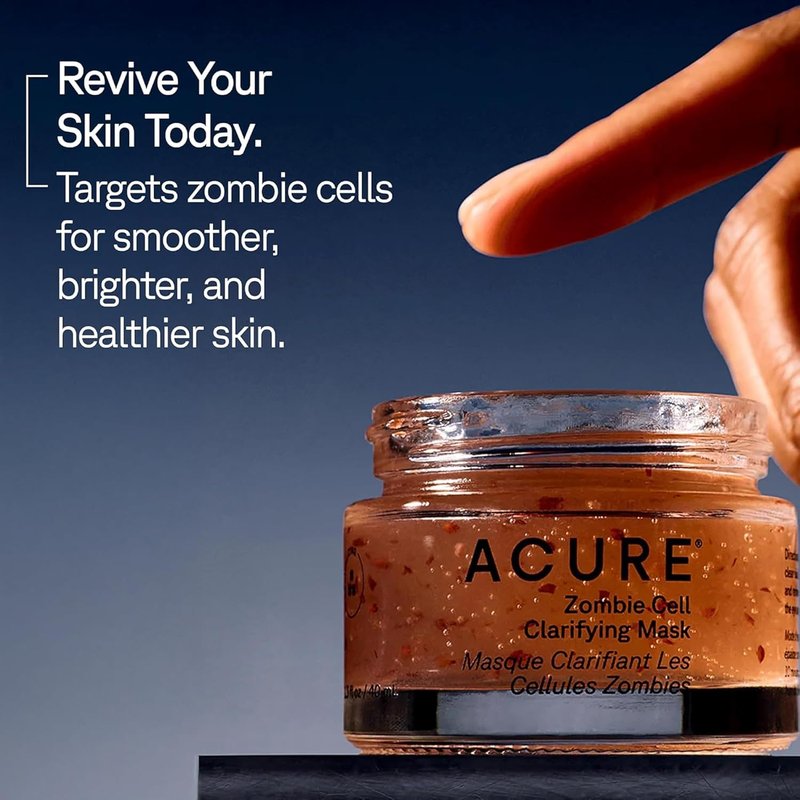 Acure Zombie Cell Clarifying Mask - Detoxifying Niacinamide Face Mask for Dark Spots & Blackheads | 1.3 fl oz
