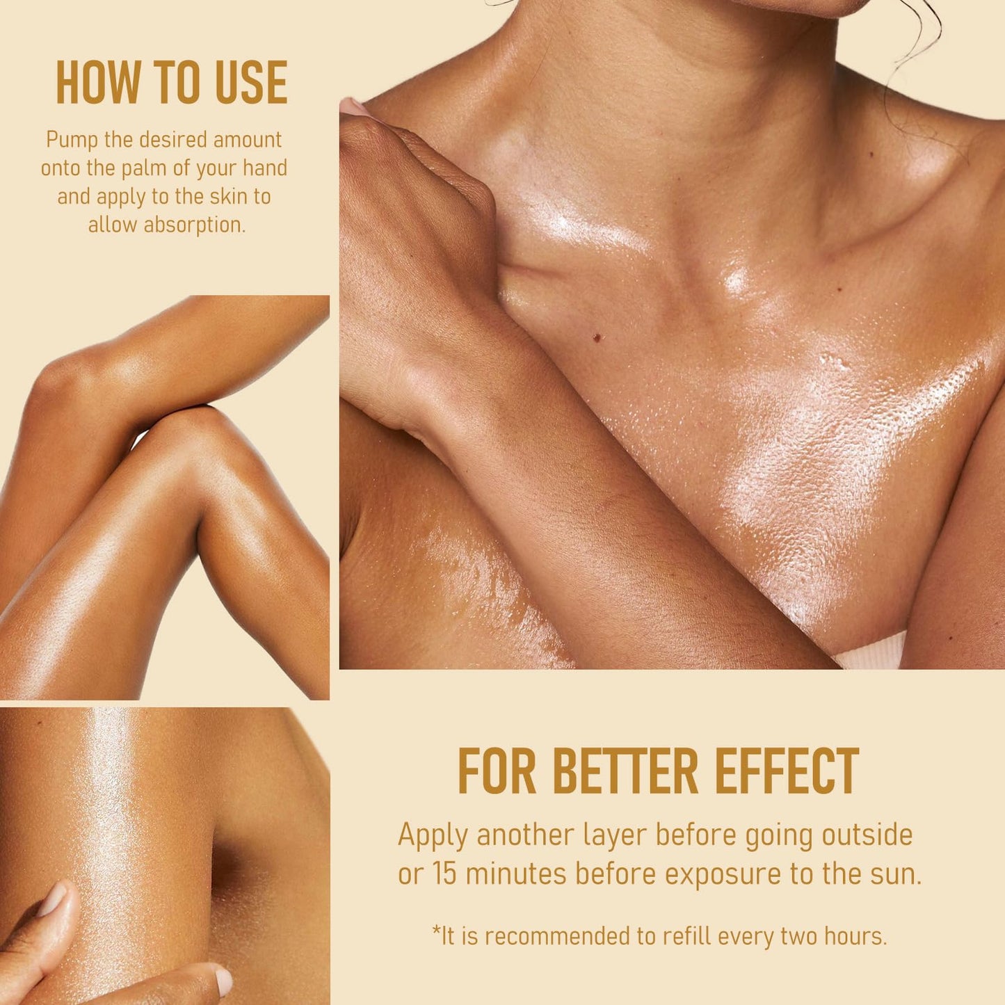 FREEORR Sunscreen Body Glow Oil, Broad Spectrum SPF 45, Lightweight Waterproof Moisturizing Coconut Shimmer Oil with Gold Mica, Travel Size Summer Sunscreen Skin Illuminator-GOLD, 3.38 fl oz