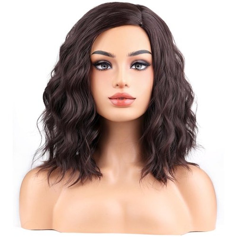 BERON Brown Wigs for Women Short Curly Wavy Wig Girls Mixed Brown Body Heat Resistant Synthetic Hair Wig for Cosplay Party or Daily Used