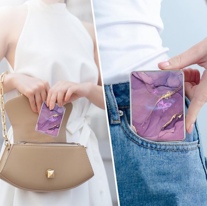 dcdcee Pocket Mirror, Small Travel Mirror with Magnification, Portable Double-Sided Magnifying Cosmetic Mirror for Daily (Purple Butterfly)