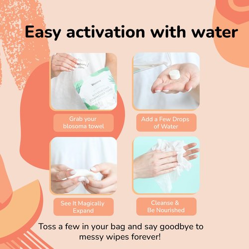 Peach Moisturizing Compressed Towel, Disposable Mini Tablets Cotton Coin Tissue, Water Activated Rejuvenating Towels for Travel, Camping, Gym, Home Portable Hand Wipe (Pack of 50)