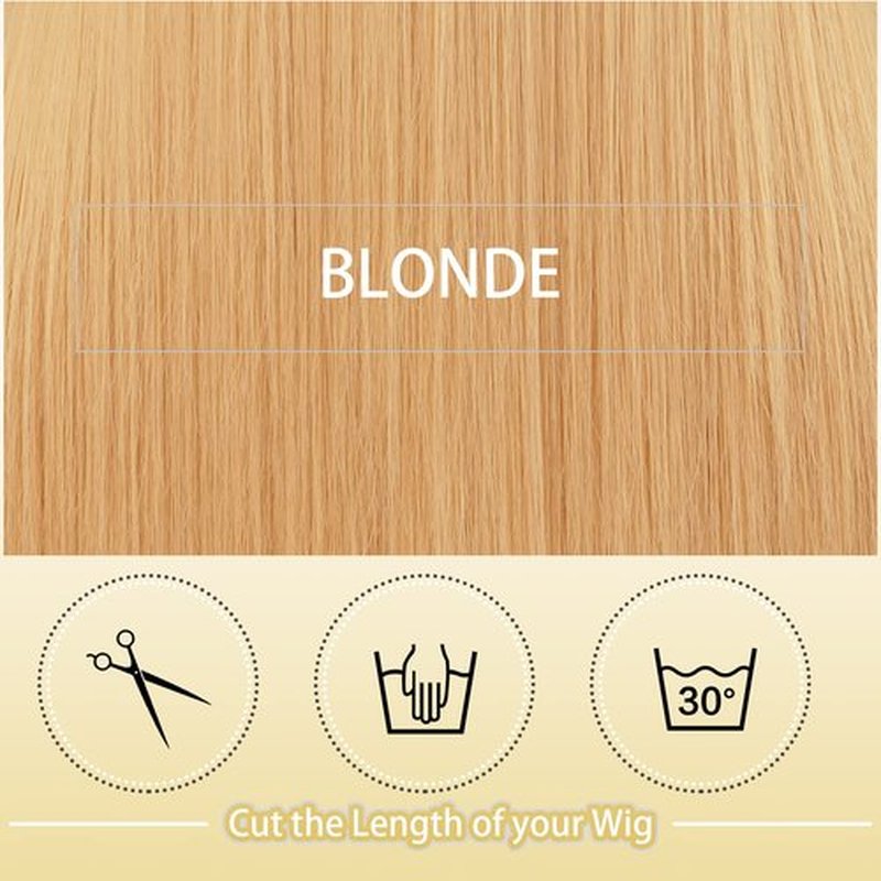 SOFEIYAN 26 inches Long Straight Wig with Bangs Blonde Synthetic Hair Replacement Wigs Heat Resistant Full Wig for Women Girls