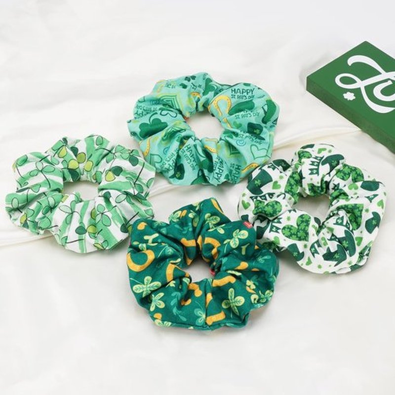 Jocbean St Patrick's Day Hair Scrunchies Ponytail Holders Irish Green Hair Ties for Women