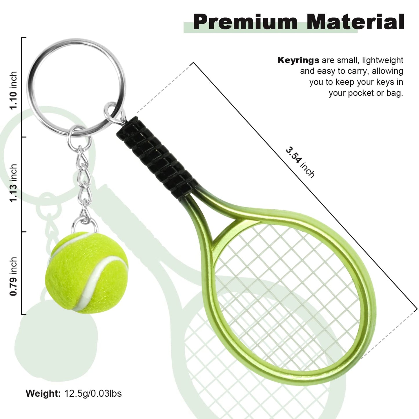 AUHOKY 18Pcs Mini Tennis Racket Keychain Key Ring, Fashionable Alloy Tennis Ball Split Ring, Sport Style Split Keychain for Sport Lovers Team - Exquisite & Lightweight(6 Colors)