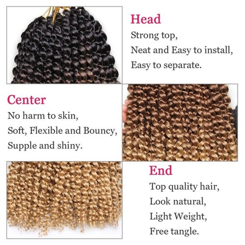 Leeven 18 Inch 3 Tones Water Wave Crochet Braids Hair for Butterfly Locs Passion Twist Crochet Hair Ombre Brown Passion Twists Braiding Hair 7 Packs Bohemian Braids Hair for Women 53#