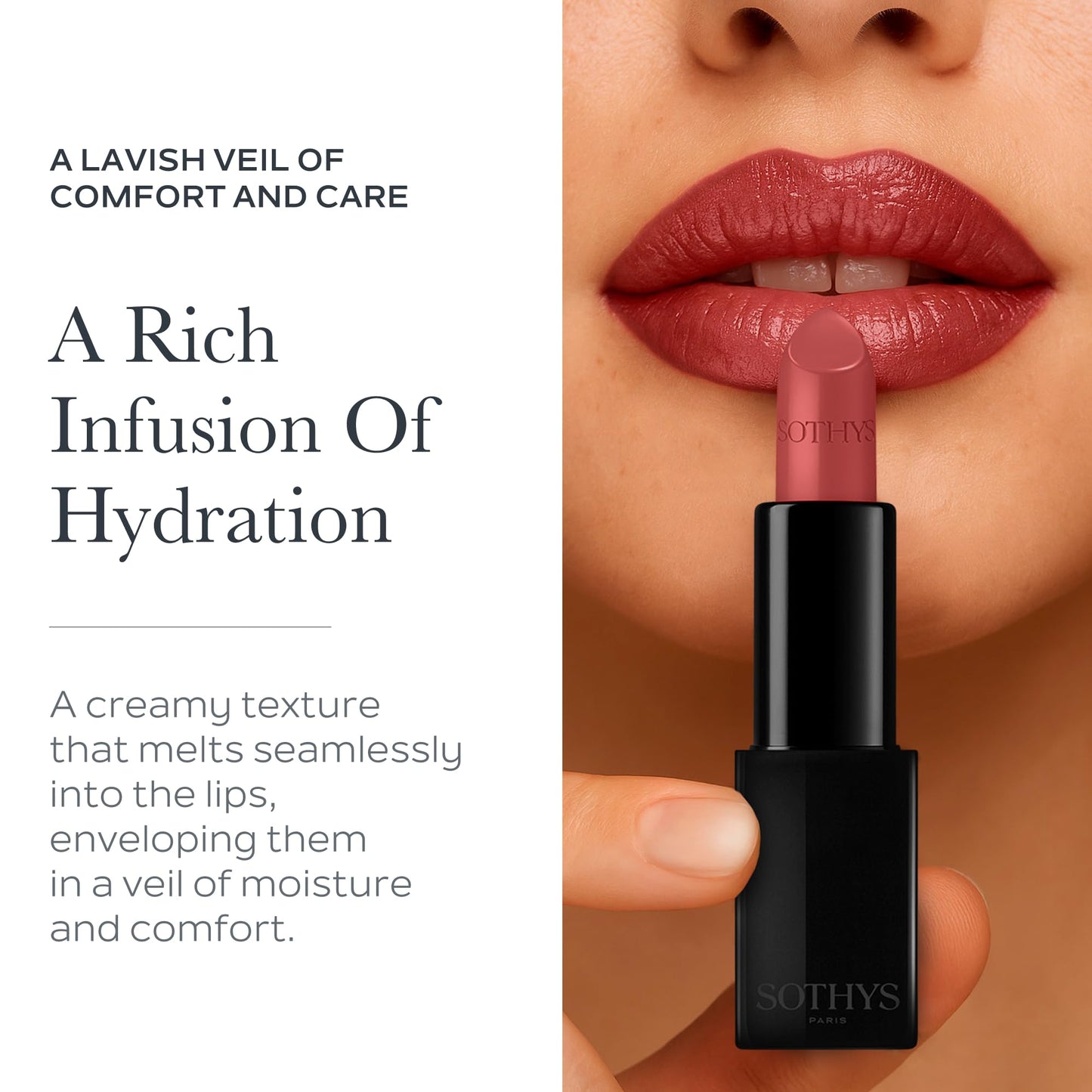 SOTHYS Rouge Intense Satin Lipstick – 236 Bois de Rose Vaugirard | Creamy Rosewood Lip Color with Hydration and Comfort | Long-Lasting Finish