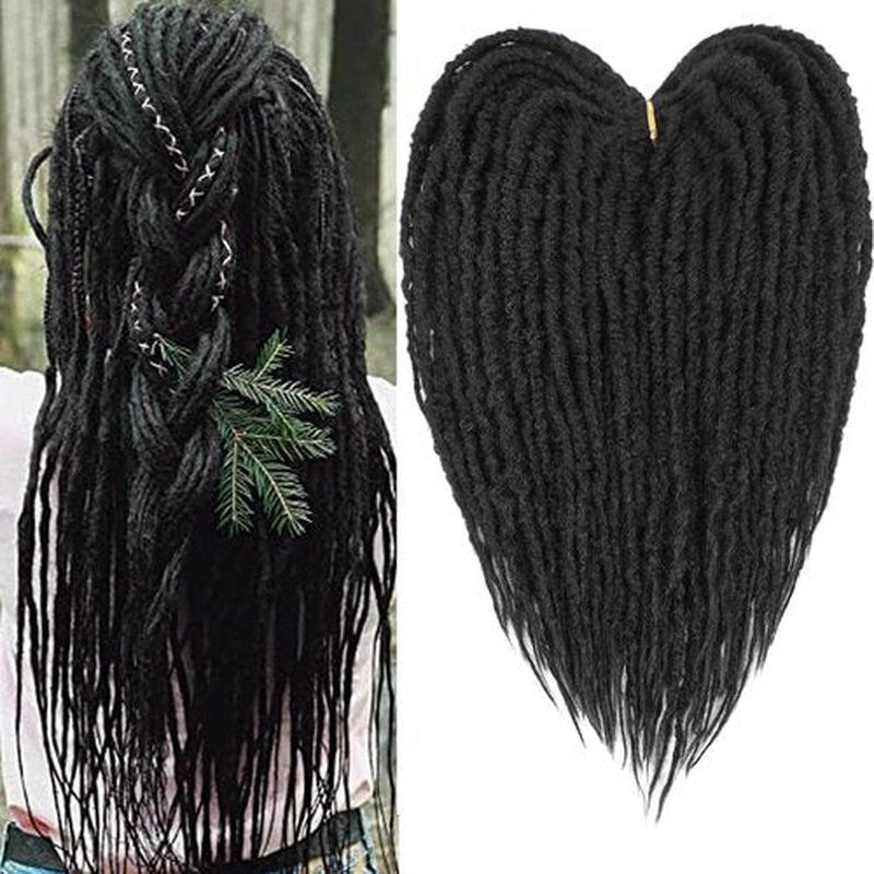 Aguacor Synthetic Textured Dreadlocks Straight Double Ended Dreadlock Extensions with Texture 20inches 10 Strands Thin Soft DE Dreadlock Extensions for Women (10 Strands, 1B#)