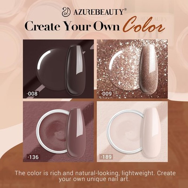 AZUREBEAUTY Nail Polish Set, Fall Winter Brown Glitter 4 Colors Nail Lacquer for Fragile Nail with High Shine Fast Dry Top Coat
