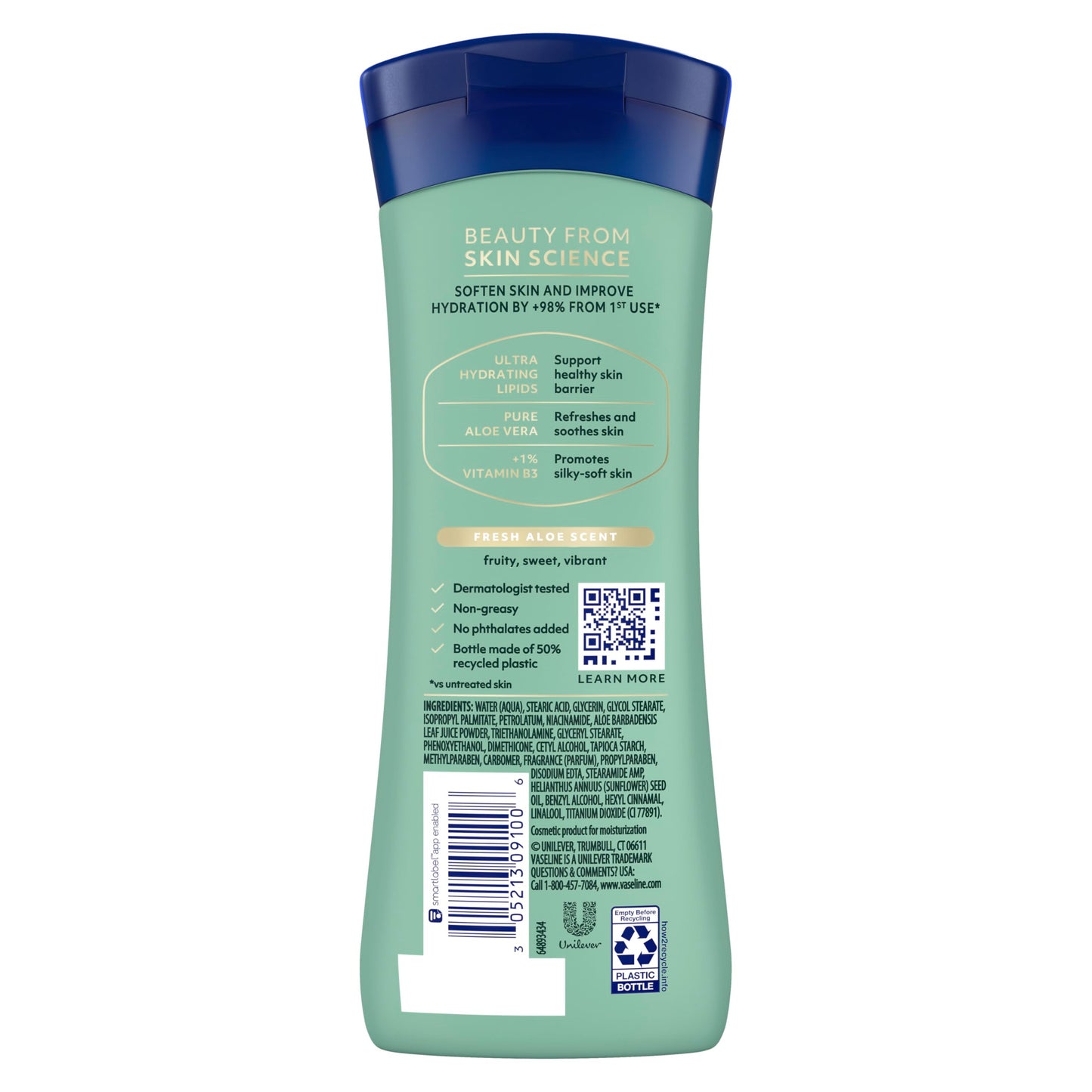 Vaseline Intensive Care Hand and Body Lotion For Dehydrated Skin Soothing Hydration Dry Skin Lotion with Aloe Vera Extract & Ultra-Hydrating Lipids 10 oz