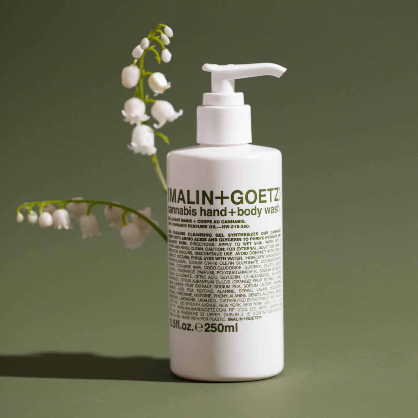 MALIN+GOETZ Hand + Body Wash | Gentle Foaming Cleanser with Botanical Extracts and Amino Acids | Hydrating, pH-Balanced, Unisex Scent | Vegan & Cruelty-Free (Cannabis, 8.5 Fl Oz)
