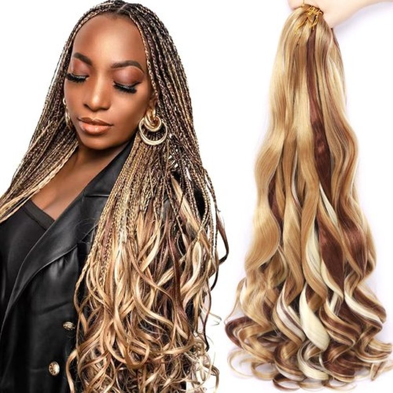Pre Stretched Braiding Hair 20 Inch Loose Wave Crochet Braids Hair 8 packs Big wavy curly Bouncy Braiding Hair Curly Synthetic (P-27/33/613, 24inch(pack of 8))