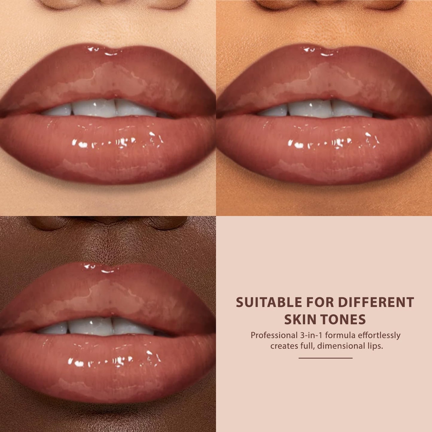 Noerrors 3PCS Lip Liner Tinted Lip Balm and Lip Gloss Combo Set, Lip Kit with Brown Lip Pencil Moisturizing Nude Lipstick and High Shine Lip Glow Oil, Hydrating Long Wear Plumping Lip Trio for Women