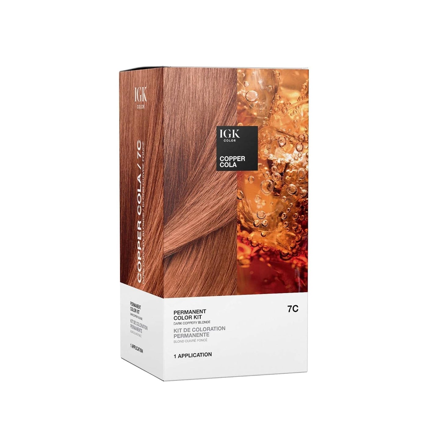 IGK Permanent Hair Dye Color Kit | 7 N Latte - Dark Natural Brown | 100% Gray Color Coverage + Strengthen + Shine | Ammonia Free