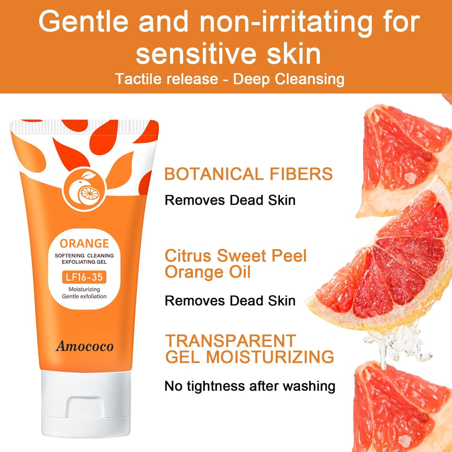 Amococo 3Packs Vitamin C Face Scrub, Exfoliating Gel with Orange to Gently Remove Dead Skin Cells & Excess Oil, Facial Exfoliator for Men & Women, 1.7 oz*3