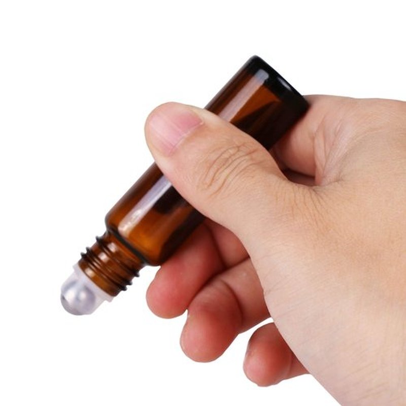 inice 12 Pack Essential Oil Roller Bottles Amber Glass RollerBalls for Essential Oils Refillable Roll on Perfume Bottles with Alloy Caps for Travel