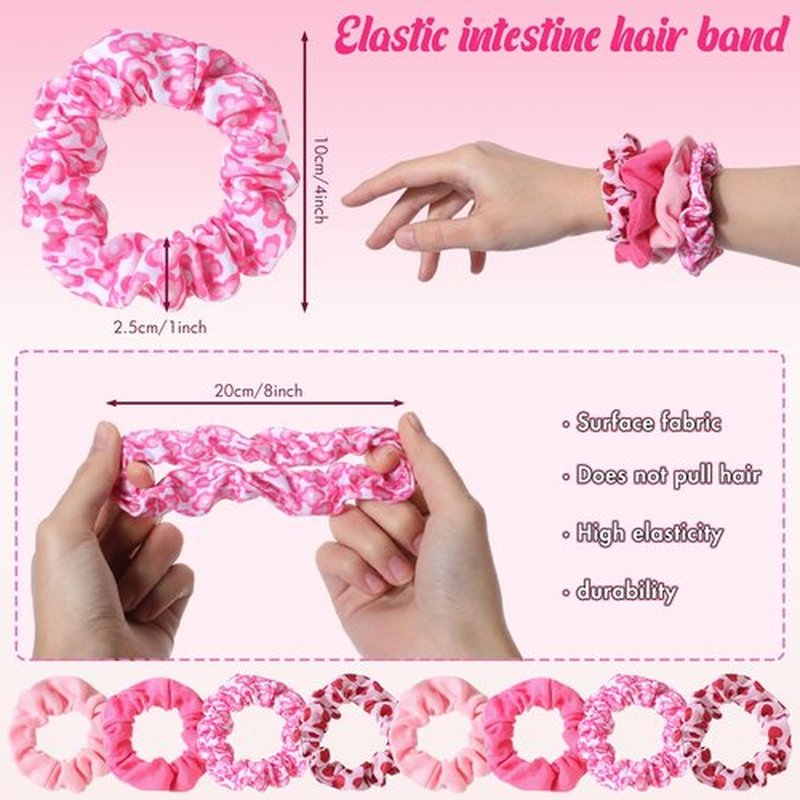 Hotop 24 Pcs Hot Pink Girl Princess Party Favors for 8 Girls, Girl Party Supplies Include 9 Inch Hair Brush for Girls Detangling Brush Scrunchies Organza Bag for Makeup Kit Hair Accessories