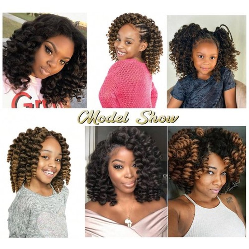 Gigastar Wand Curl Crochet Hair, Jamaican Bounce Crochet Hair 8Inch Short Curly Braids Hair Synthetic Hair Crochet Braids For Black Women (1B3027, 8inch(pack of 8)