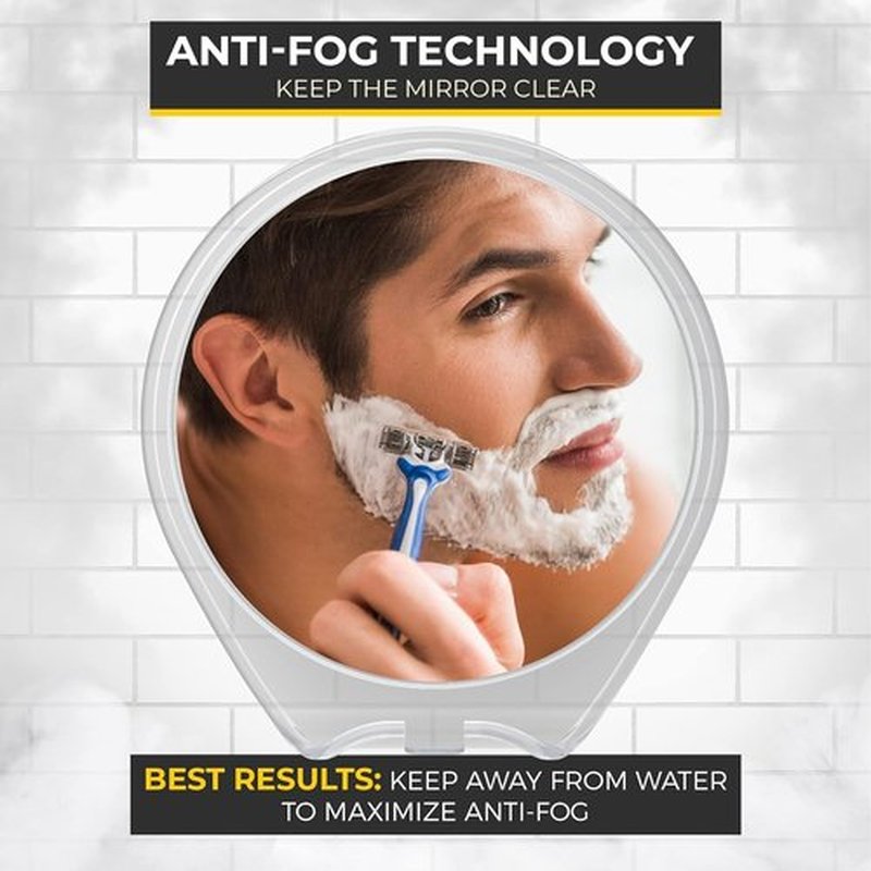 HONEYBULL Shower Mirror Fogless for Shaving - with Suction, Razor Holder for Shower & Swivel, Small Mirror, Shower Accessories, Bathroom Mirror, Holds 2 Razors (Extra-Large White)
