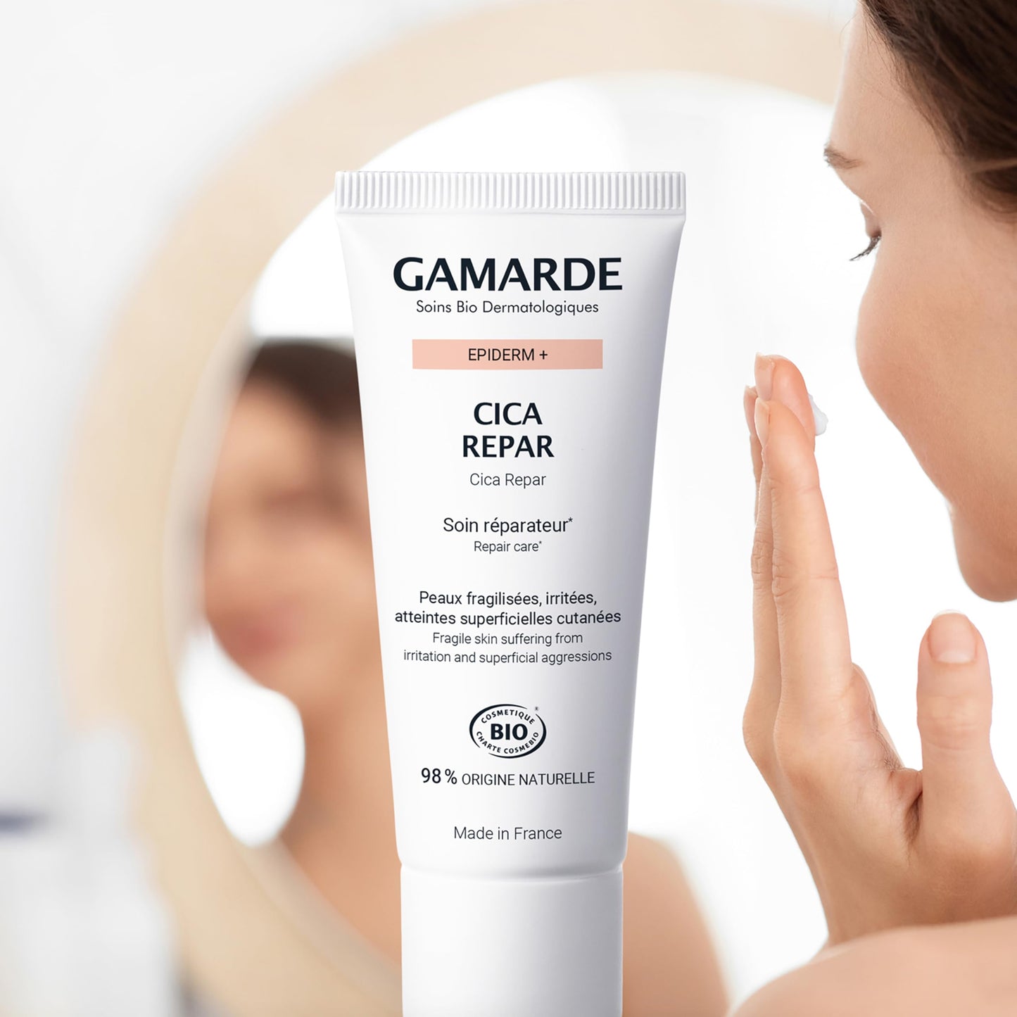 Gamarde Cica Repair - Natural Origin Face Moisturizer - Fragrance-Free for Fragile and Damaged Skin - for Adults and Children 3 Plus - 1.41 oz