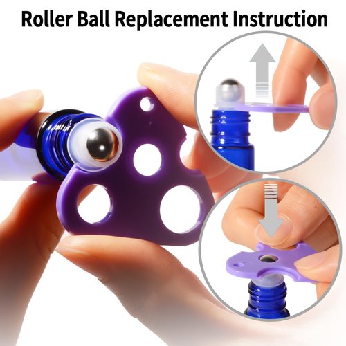 StellaCare Roller Bottles for Essential Oils,10ml Empty Glass Perfume Bottles with Stainless Steel Roller Balls, Opener,Droppers,Labels,8 pack Roll on Bottles