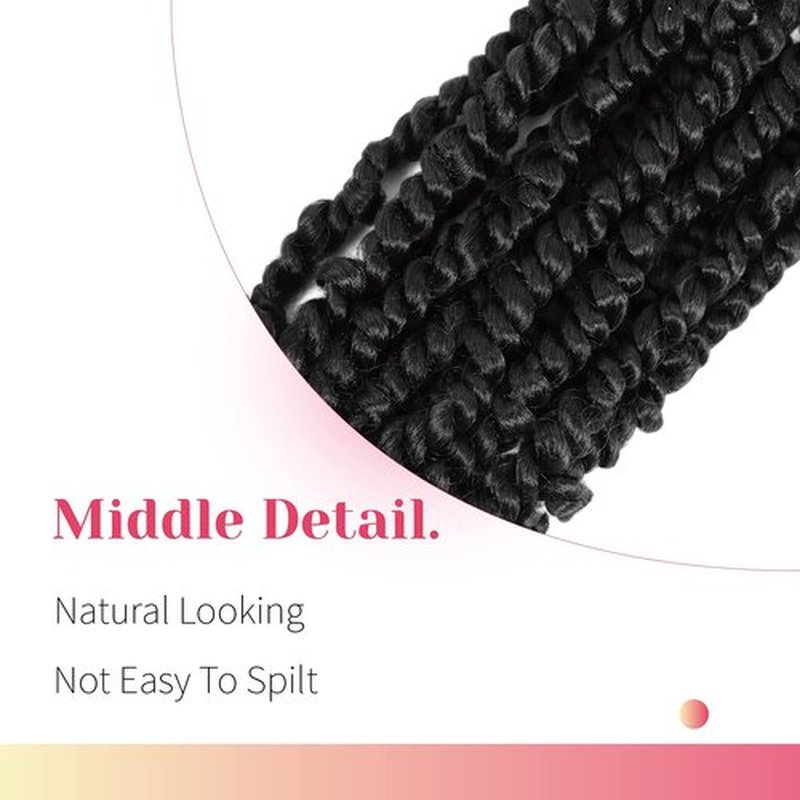 The BOHOBABE Pre-twisted Passion Twist Crochet Hair 6 Inch Short Pre-looped Crochet Passion Twist Braiding Hair 8 Packs (1#) 1#(Jet Black)