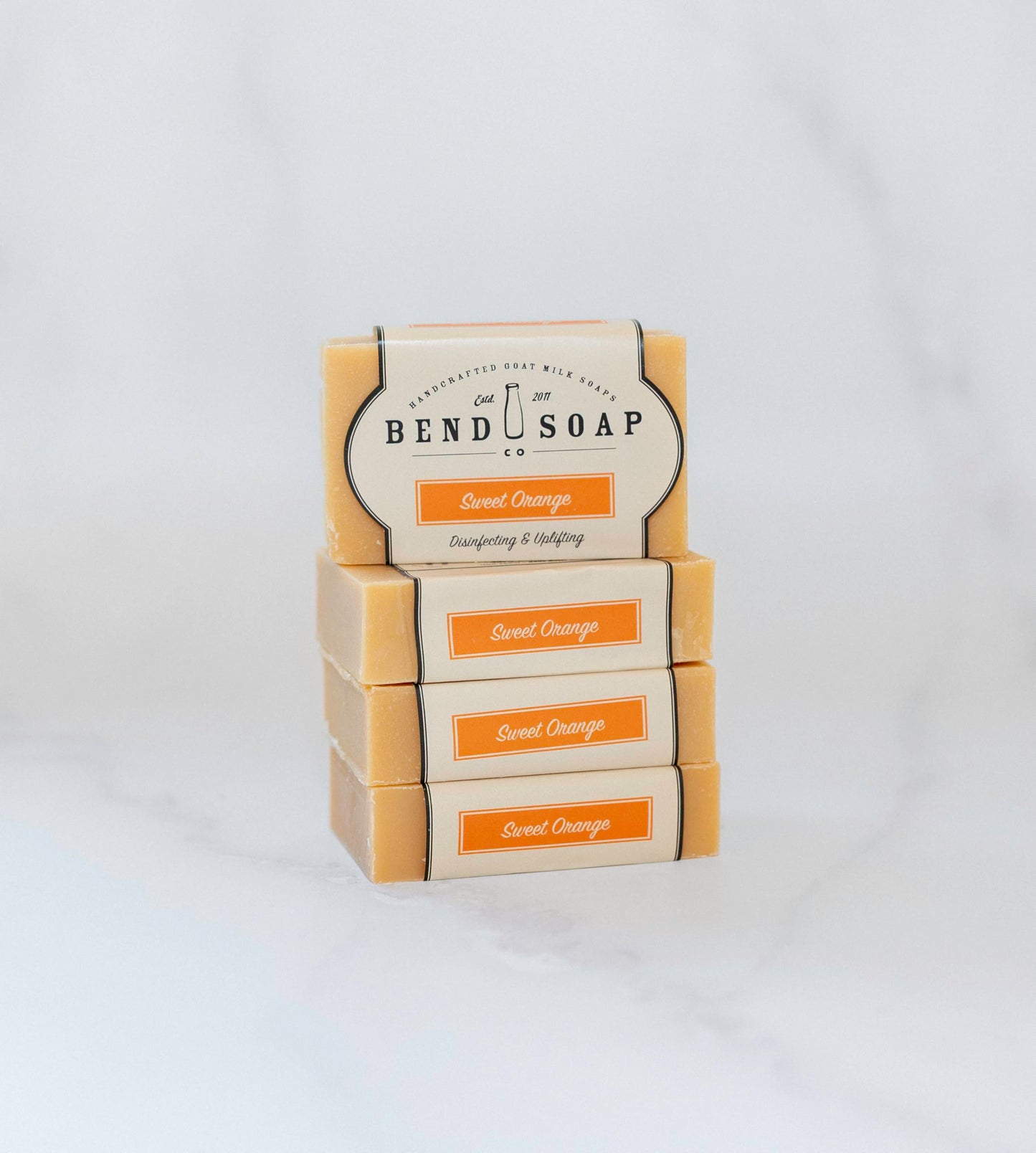 Bend Soap Company All Natural Handmade Goat Milk Soap for Dry Skin Relief, Sweet Orange, 4.5 oz Bars, 4 Pack