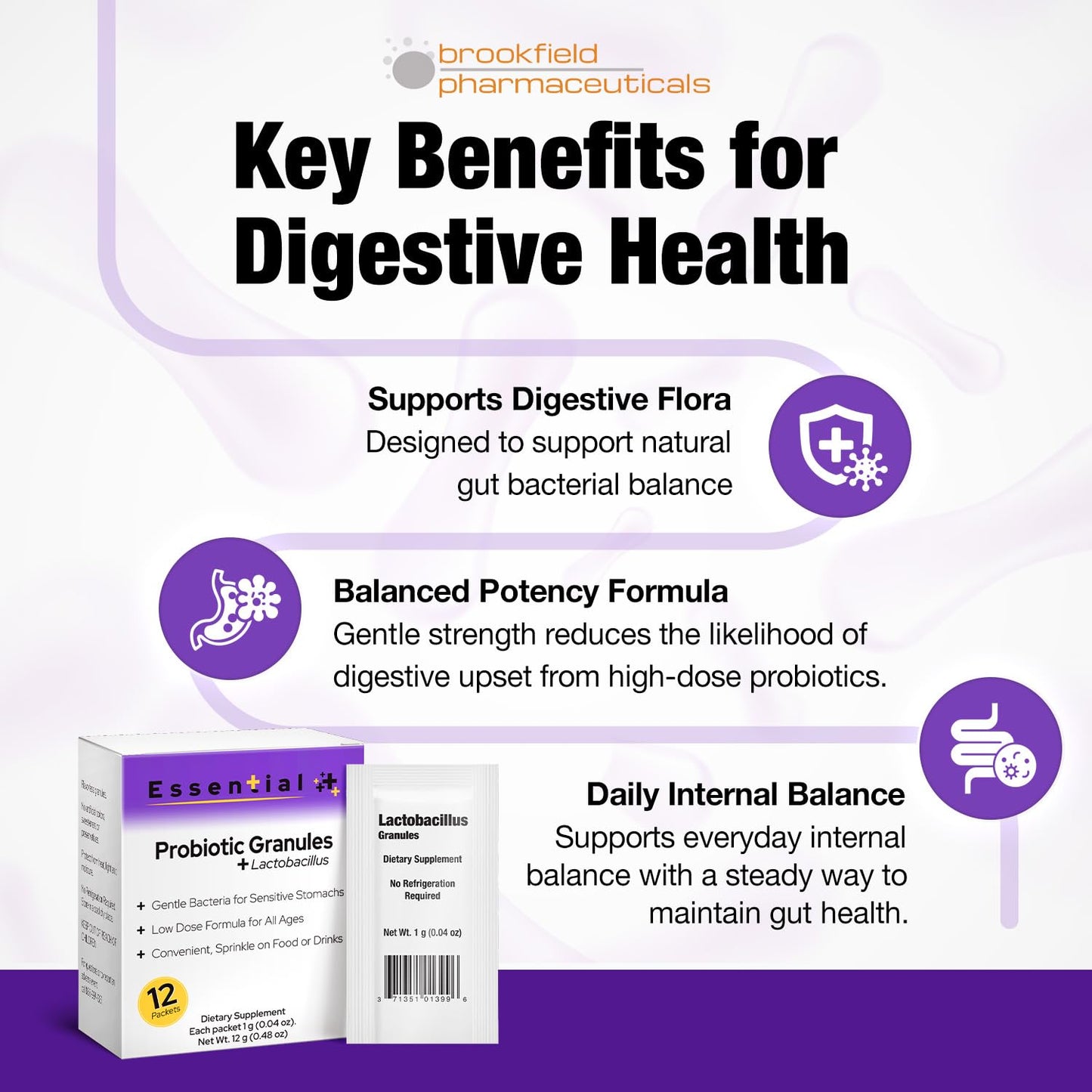Lactobacillus Probiotics for Women and Men 12 Packets with Lactobacillus Acidophilus & Bulgaricus Probiotic, Dietary Supplements Granules for Daily Gut Support, Digestive Health & Internal Balance