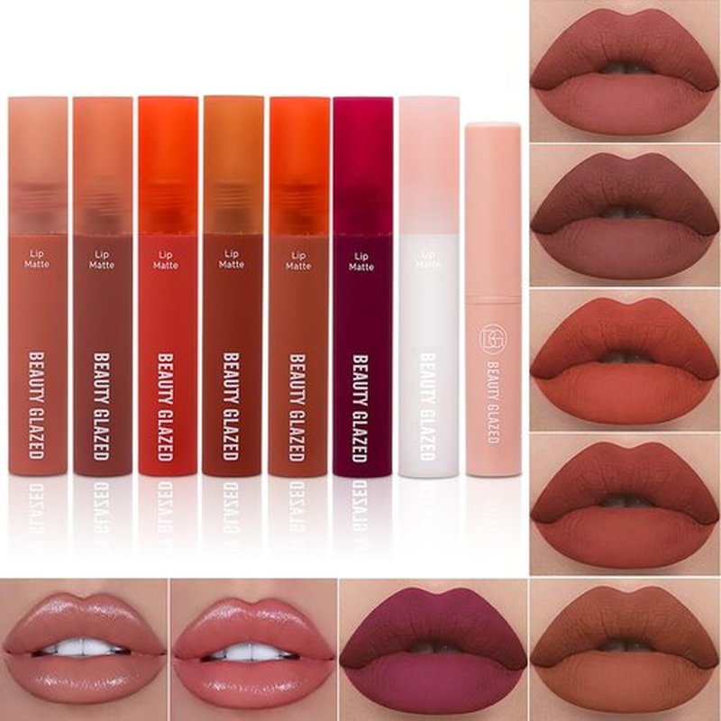 EnMart 8 Pcs Matte Liquid Lipstick Set, Beauty Glazed Lip Gloss, Lip Balm Makeup Kit, Long-Lasting Lip Oil, Waterproof Lipstick, Nude Lip Satin Tint Lip Cosmetics Sets for Women, Liquid Matte Lipstick