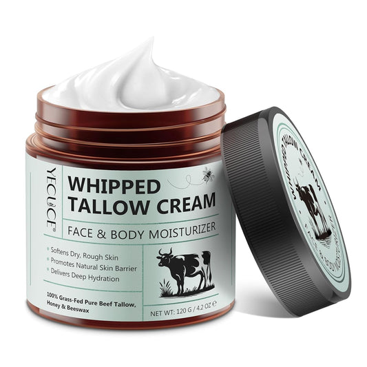 Beef Tallow Skin Moisturizer - All-Natural Hydrating Balm with Honey & Beeswax | 4.2 Oz