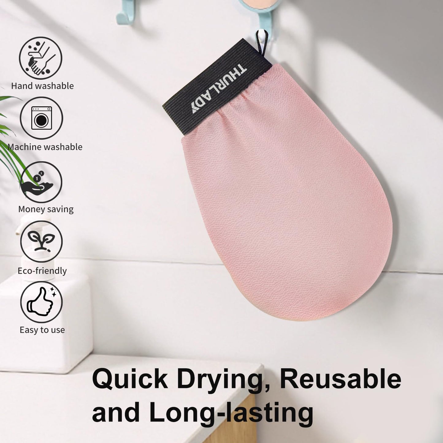 THURLADY Exfoliating Glove, Korean Exfoliating Mitt, Body Scrub, 3ct
