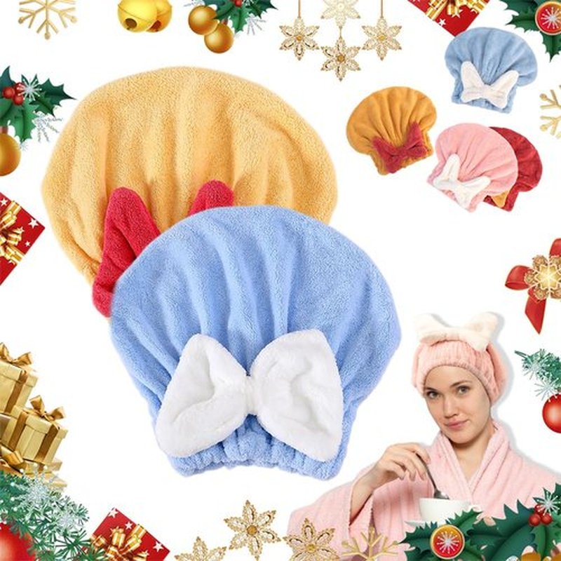 Coloday New Super Absorbent Hair Towel Wrap for Wet Hair, 2025 New Efficient Absorbent Hair Towel Wrap Microfiber Hair Towel, Upgrade Quick Drying Thickened Soft Bow Tie Hair Towel (2, Yellow Blue)