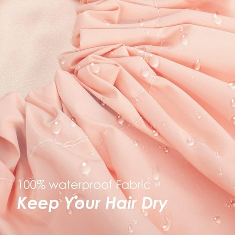 Aquior Shower Cap,Extra Adjustable Shower Caps for Women Double-Layer Waterproof Reusable Hair Cap, Large Hair Cap for All Hair,for Girls Spa Bath,Soft Large for Women Long Hair(Champagne)