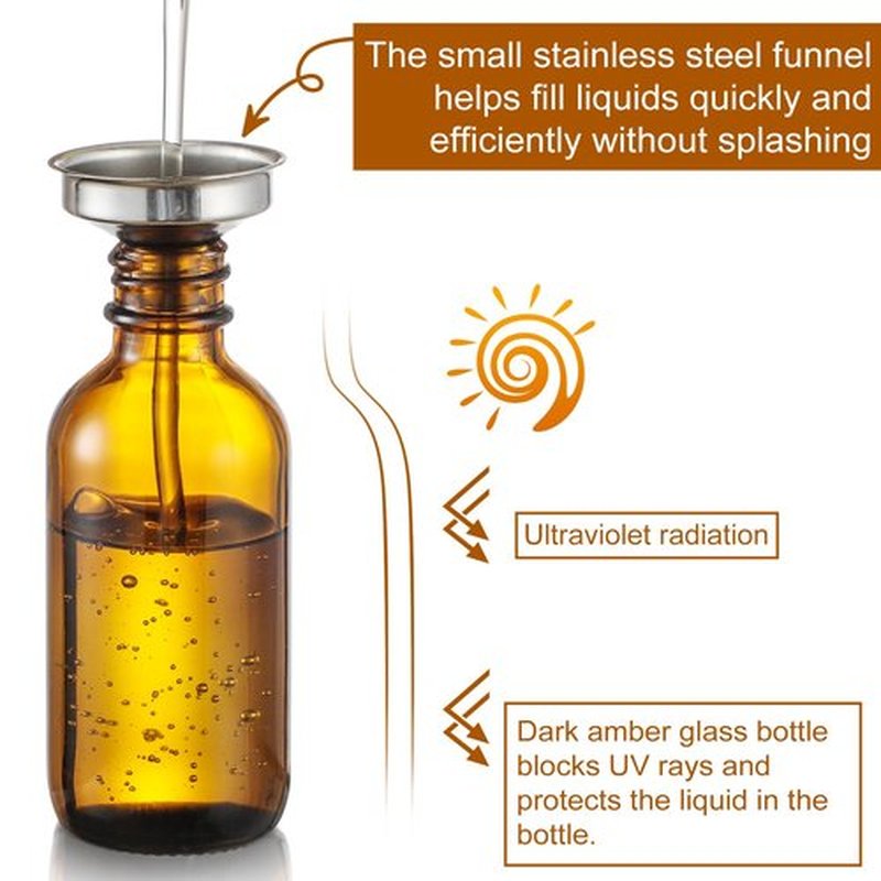 4 Pack 1 oz Glass Dropper Bottles with Measured Dropper - 30ml Dark Amber Tincture Bottles with Graduated Calibrated Glass Eye Droppers (1ml) for Essential Oils, Liquids - Leakproof Travel Bottles