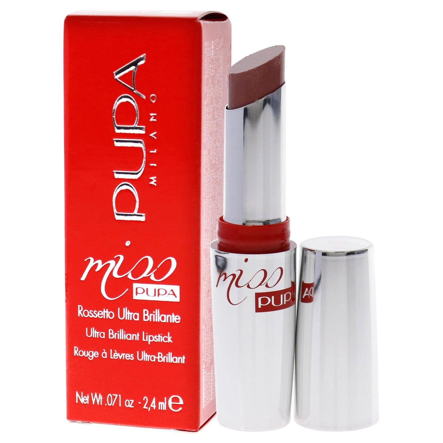 Pupa Milano Miss Milano Lipstick - Creamy, Ultra Pigmented Color For Lips - Nourishing Formula - Crystal-Effect Lipstick - Ultimate Boost Of Volume And Hydration - 110 Nude Vibes - 0.071 OZ