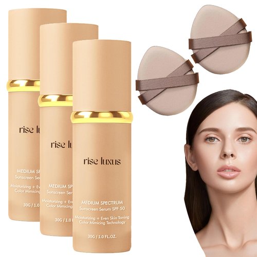 Rise Luxus Ultrablend 4 in 1 Foundation, Rise Luxus Foundation, 4 in 1 Foundation Liquid with Spf 50, Natural Foundation Medium Spectrum, 4 in 1 Concealer, Long-Lasting Moisturizing-3pcs